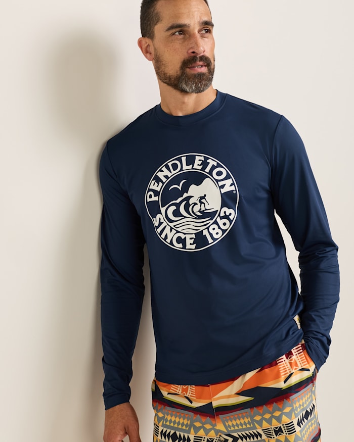 BIG WAVE MEN'S LONG-SLEEVE GRAPHIC SWIM TEE